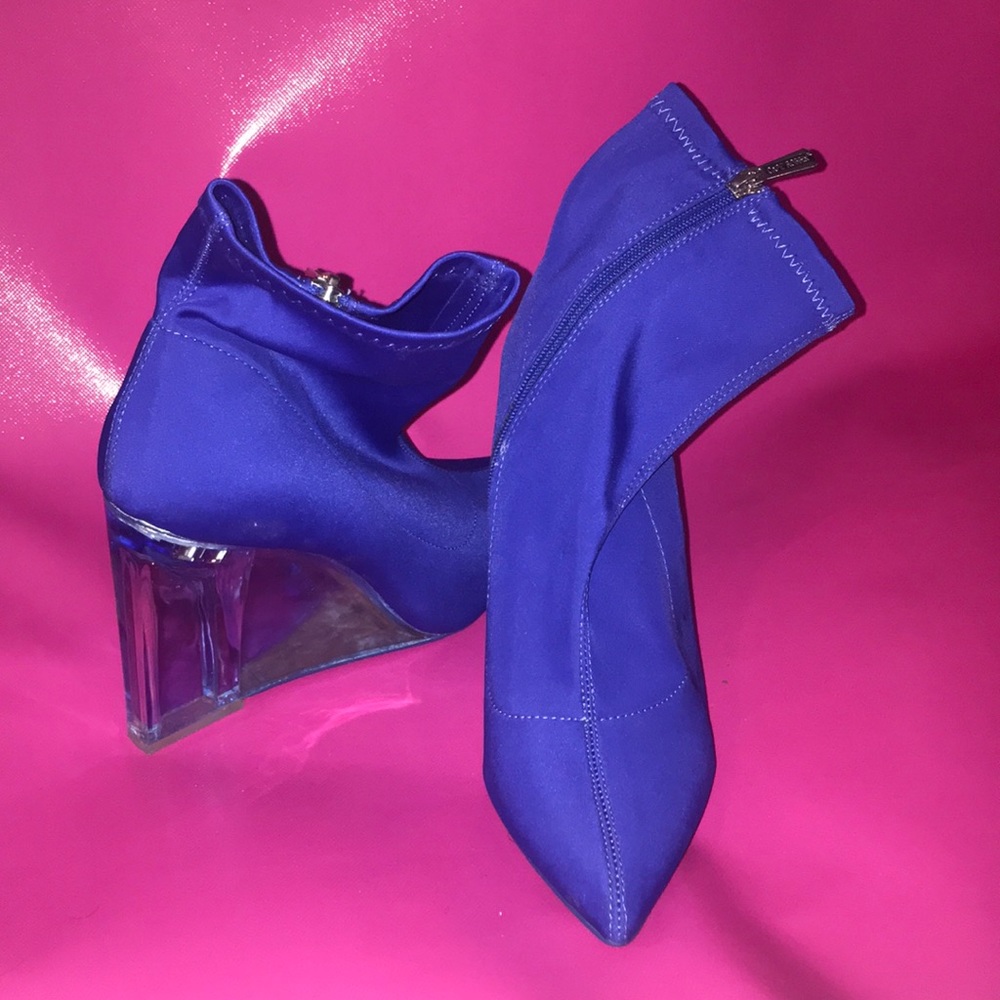 Clear Wedge Blue Booties